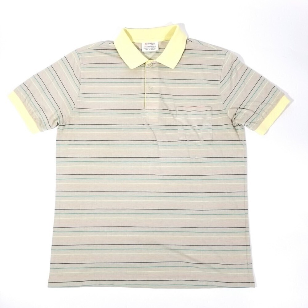 Vintage Target 90s Yellow Striped Ringer Short Sleeve Polo Shirt Mens Medium y2k